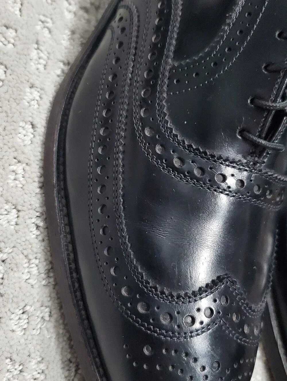 Allen Edmonds McAllister Black Leather Wingtip Oxford Shoes Men Size 8.5 D USA